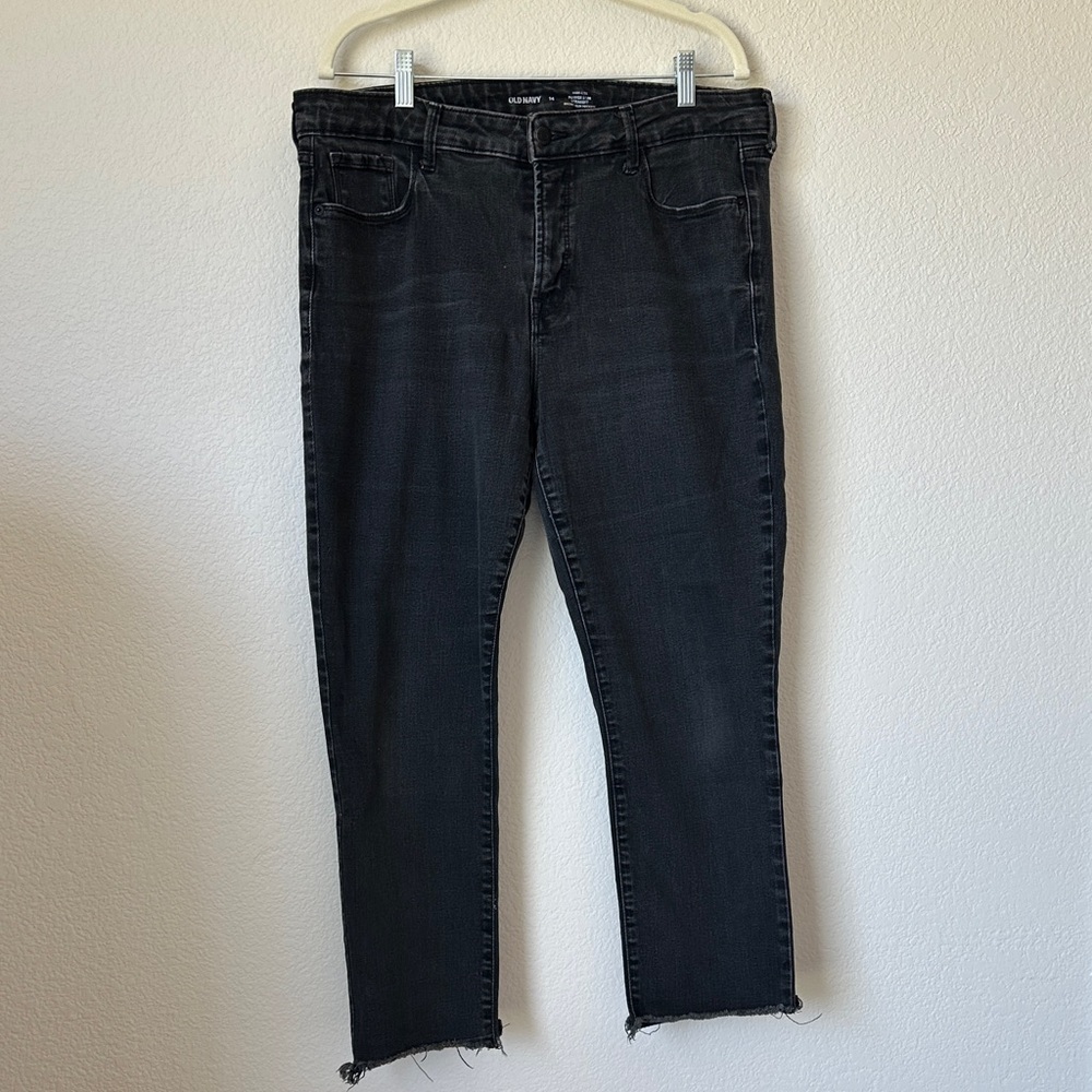 Old Navy High Rise Power Slim Straight Charcoal Slim Jeans Sz 14